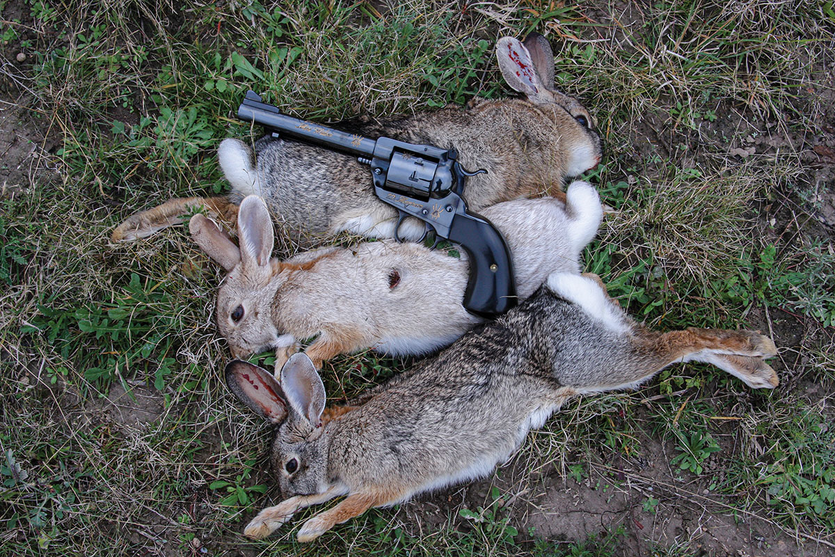 Dick’s custom eight-shot, 22 Magnum Ruger built by Gary Reeder gladly harvested rabbits in addition to prairie dogs when the opportunity presented itself.